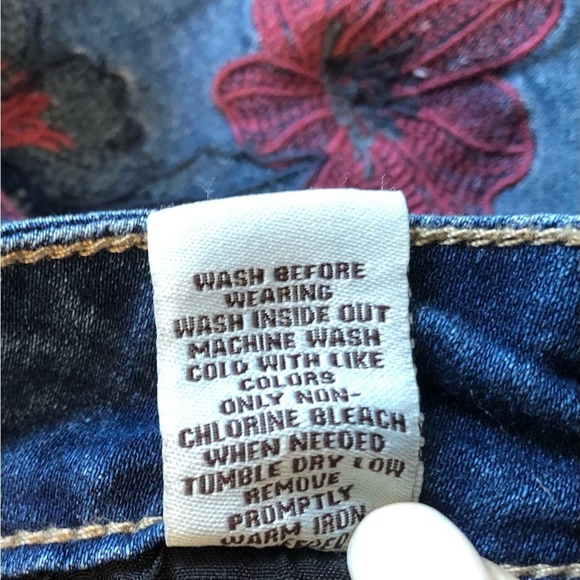 High Waisted Floral Embroidered Boho Festival Denim Jeans Women’s Size 6 Stretch - Picture 11 of 11